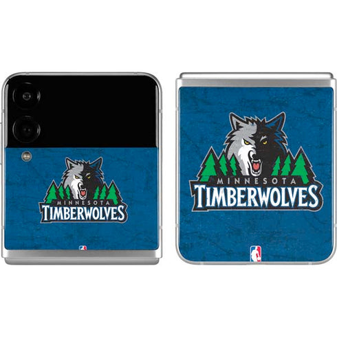 NBA Minnesota Timberwolves Distressed Galaxy Z Flip4 5G Skin